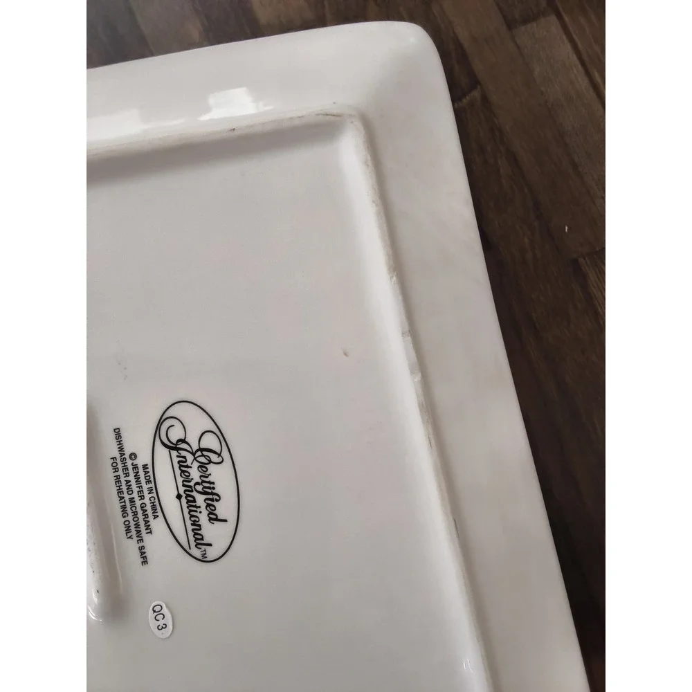 Certified International Jennifer Garant Fat Chef Square Plates Set of 3 Bistro